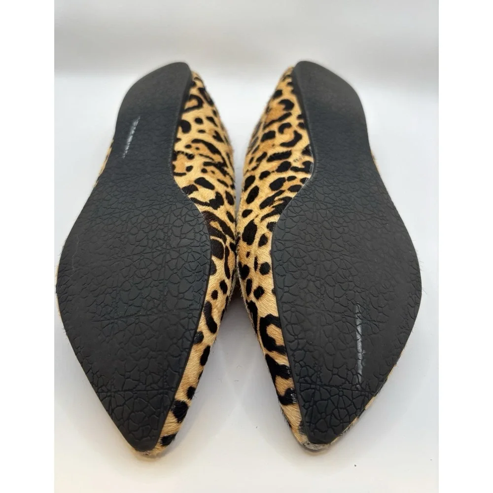 Steve Madden Feather-L Calf Hair Loafers Leopard Print Pointed Toe Sz 6.5‎
